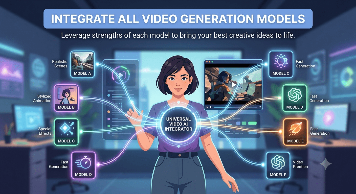 One platform. All video generation models integrated.